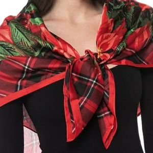 Gianni Bernini Poinsettia Plaid Holiday Scarf